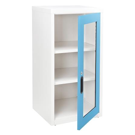 ตู้เหล็กบานเปิดกระจก KIOSK UDB-2 สีขาว/ฟ้า_2