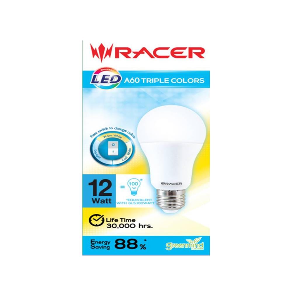 หลอด LED RACER BULB A60 12 วัตต์ DAYLIGHT/COOL WHITE/WARM WHITE E27
