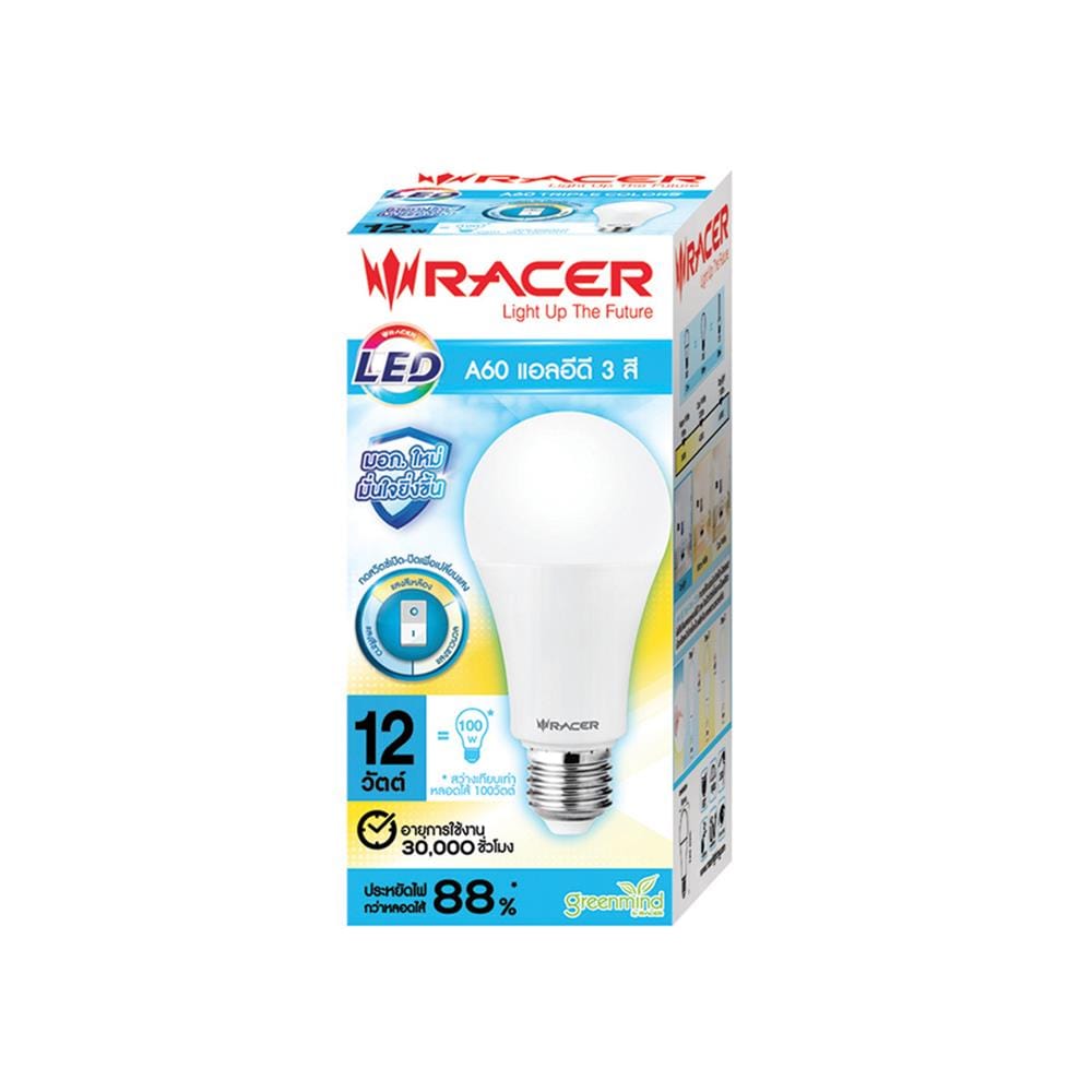 หลอด LED RACER BULB A60 12 วัตต์ DAYLIGHT/COOL WHITE/WARM WHITE E27