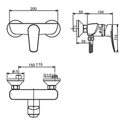 ก๊อกผสมยืนอาบ AMERICAN STANDARD FFAS0912-7T2501BT0_1