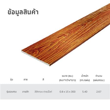 ไม้ฝา SHERA ชายน์ไลท์ 15X300X0.8 ซม. สีสักทอง 5 แผ่น_5