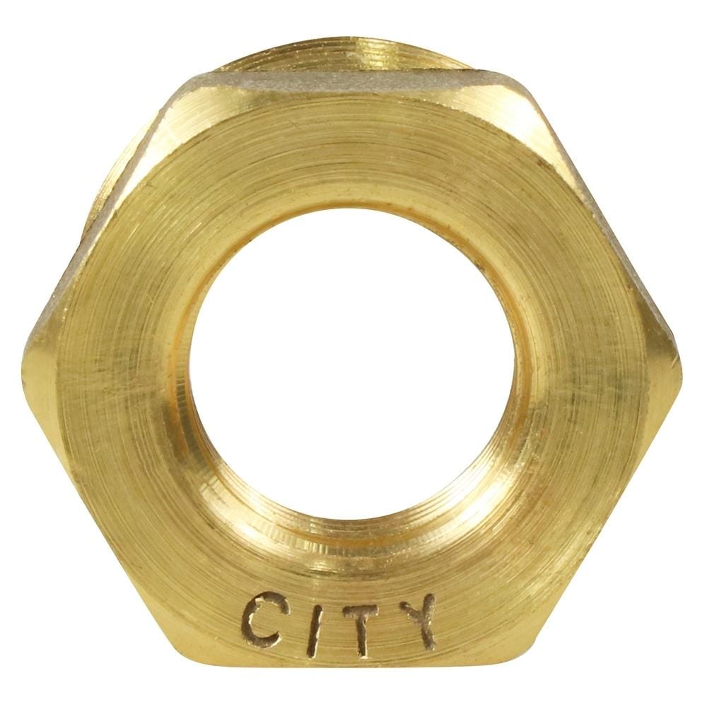 ข้อต่อลดเหลี่ยมทองเหลือง CITY 1X1/2 นิ้ว