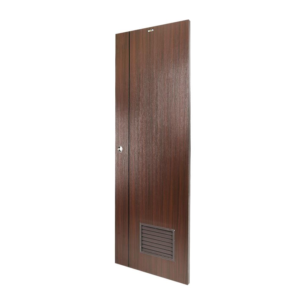 ประตูห้องน้ำ UPVC AZLE LT-05 เกล็ด 70X200 ซม. สีน้ำตาล-สีโอ๊ค เจาะลูกบิด