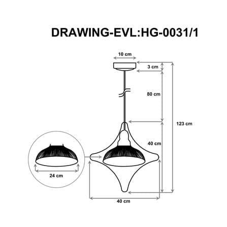 ไฟช่อ EVL HG-0031/1 สีดำ 1 หัว_3