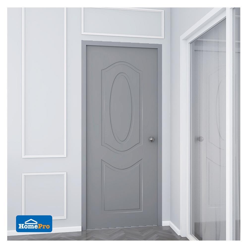 ประตูภายนอก UPVC AZLE MR002 80X200 ซม. สีเทา เจาะลูกบิด