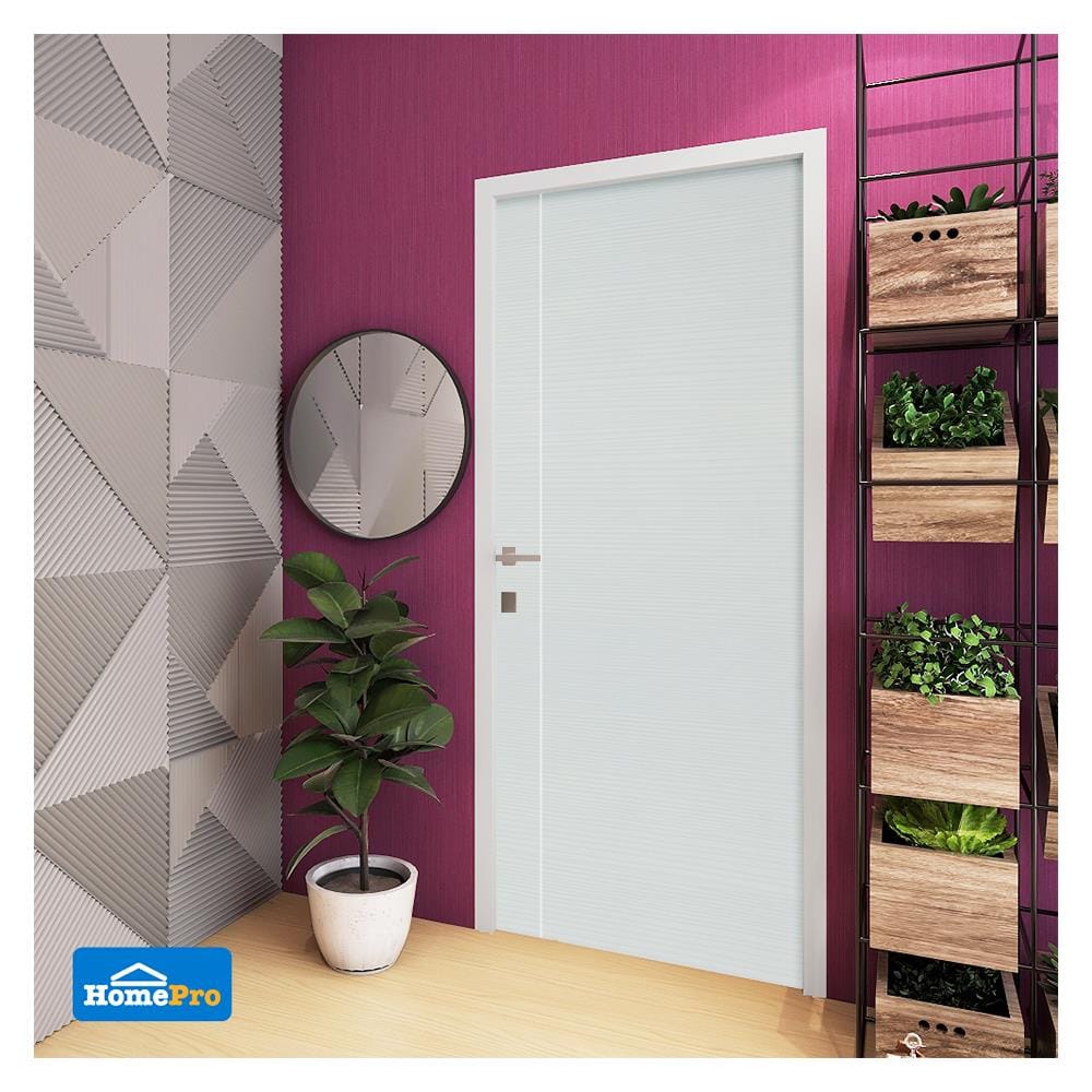ประตูภายนอก UPVC AZLE MD5 90X220 ซม. สีขาว ไม่เจาะลูกบิด