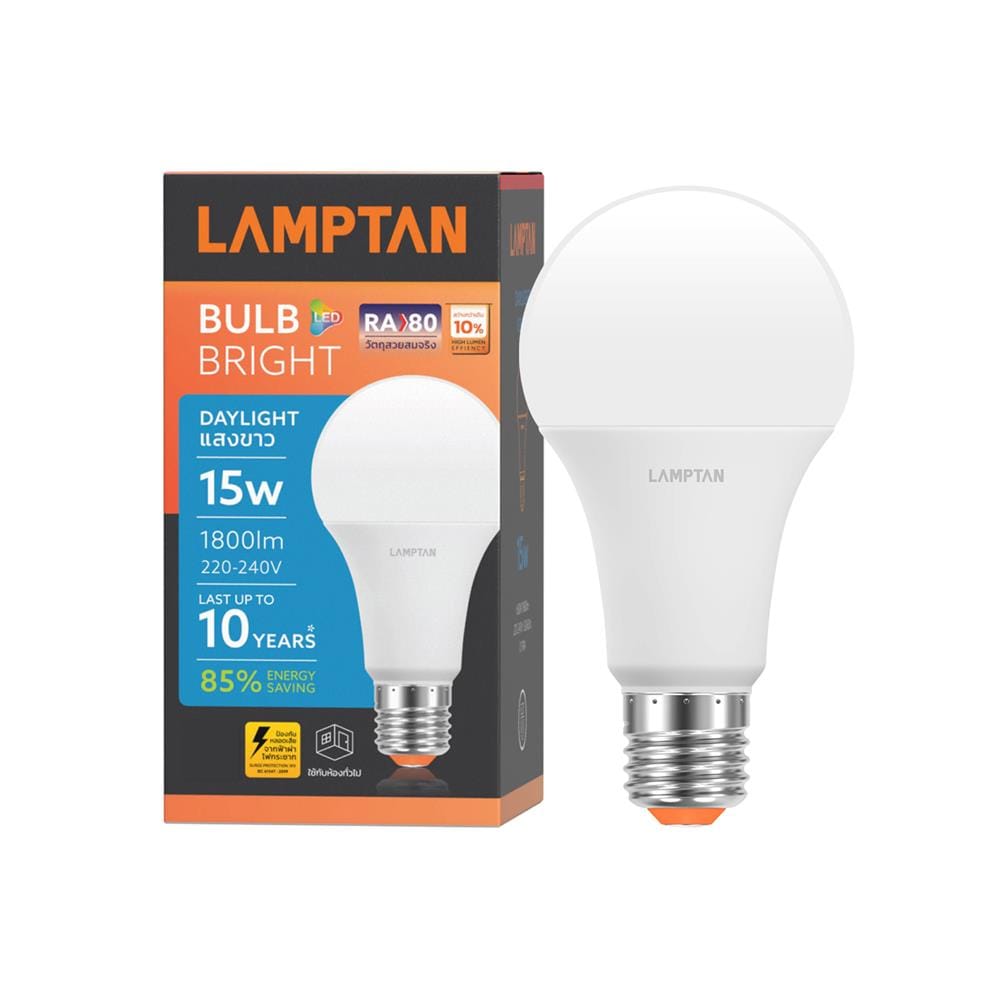 หลอด LED LAMPTAN A60 BRIGHT 15 วัตต์ DAYLIGHT E27