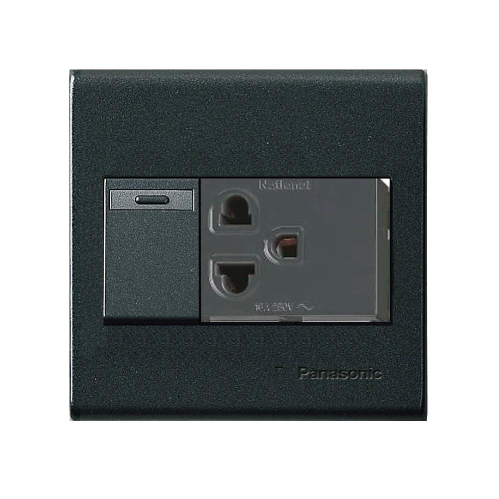 ชุดเต้ารับเดียว 3 ขา + สวิตซ์ 1 ทาง PANASONIC BSR1391SMB สีดำ