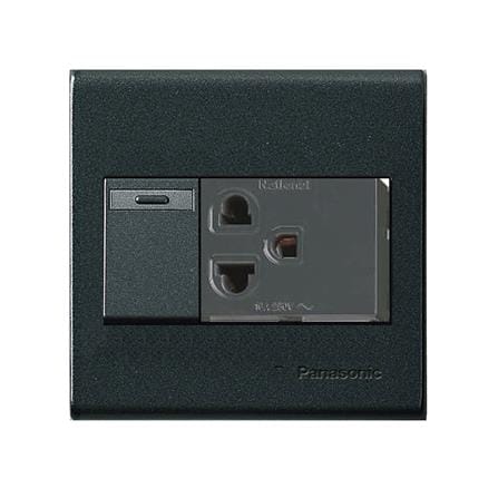 ชุดเต้ารับเดียว 3 ขา + สวิตซ์ 1 ทาง PANASONIC BSR1391SMB สีดำ