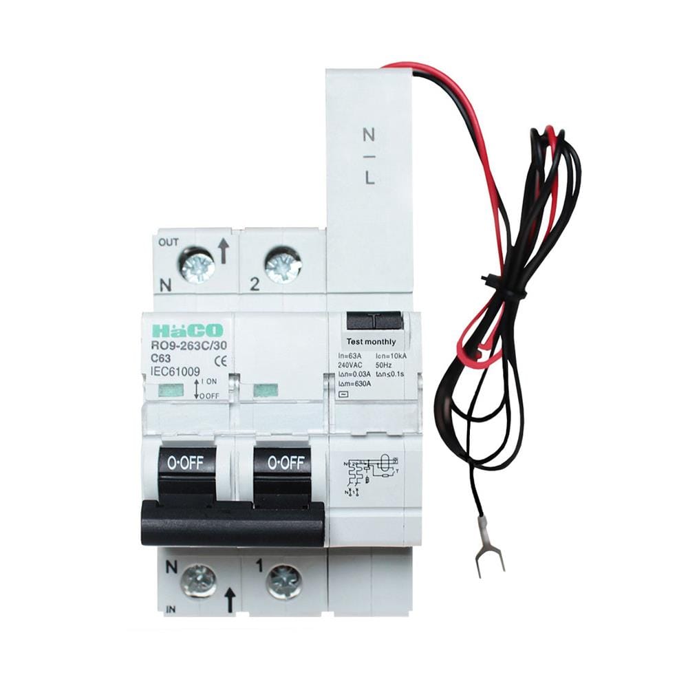 เมนเซอร์กิตเบรกเกอร์กันดูด/กันรั่ว 63 แอมป์ 1 เฟส HACO รุ่น R09