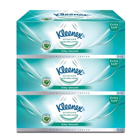 กระดาษเช็ดหน้า KLEENEX SILKY SMOOTH 80 แผ่น (แพ็ก 3 ชิ้น)