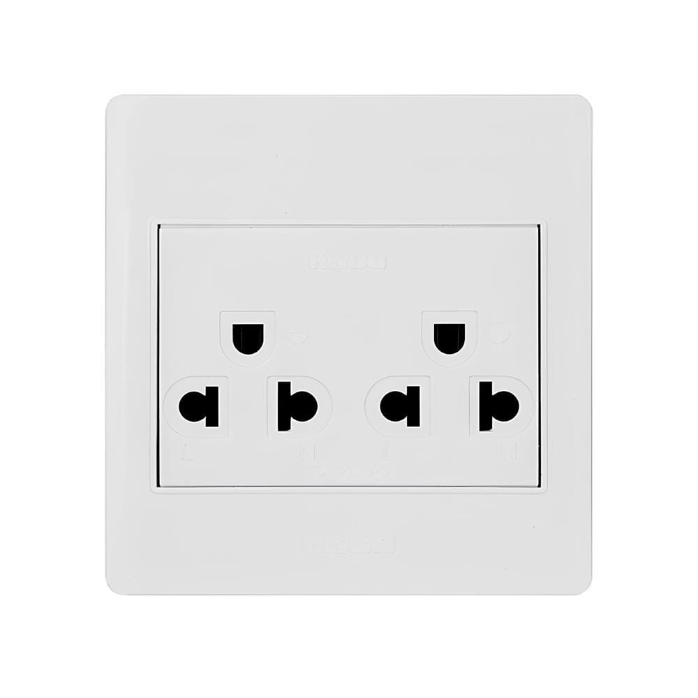 ชุดเต้ารับคู่ 3 ขา 2 ช่อง HACO M3N-E20 สีขาว