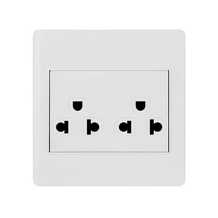 ชุดเต้ารับคู่ 3 ขา 2 ช่อง HACO M3N-E20 สีขาว