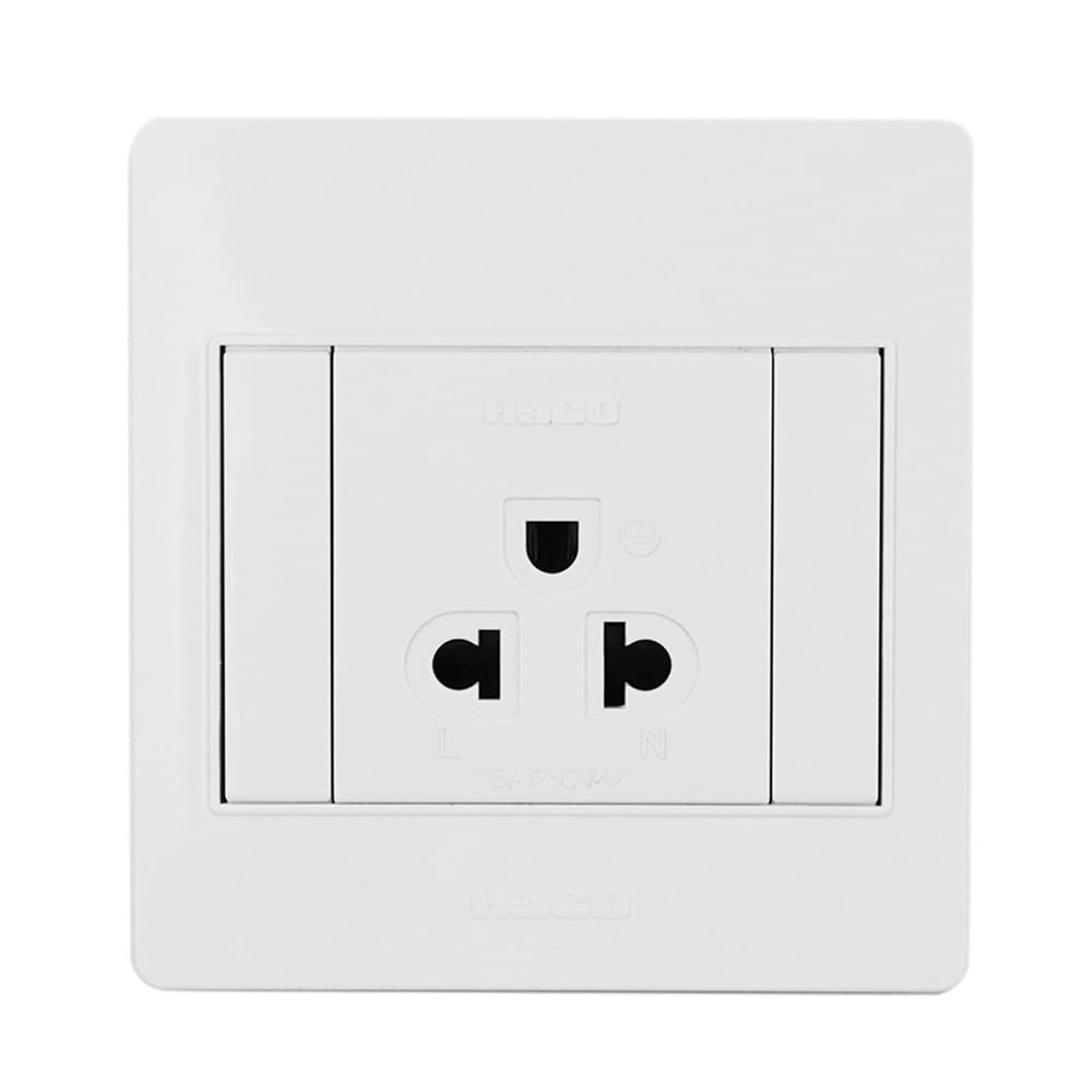 ชุดเต้ารับเดี่ยว 3 ขา 1 ช่อง HACO M3N-E10 สีขาว