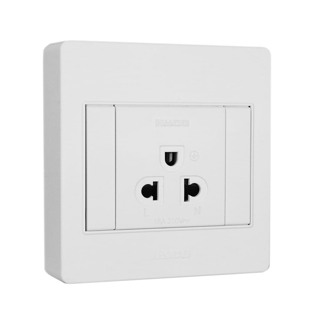 ชุดเต้ารับเดี่ยว 3 ขา 1 ช่อง HACO M3N-E10 สีขาว