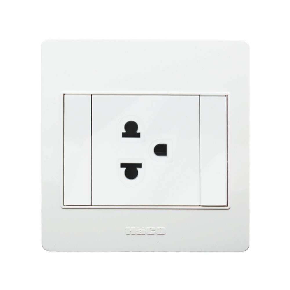 ชุดเต้ารับเดี่ยว 3 ขา 1 ช่อง HACO M3N-E10 สีขาว