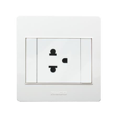ชุดเต้ารับเดี่ยว 3 ขา 1 ช่อง HACO M3N-E10 สีขาว