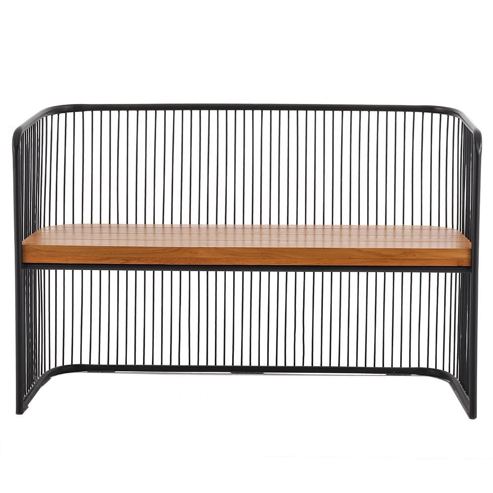 ม้านั่งสนามไม้สัก SPRING CAGE BENCH สีไม้ธรรมชาติ
