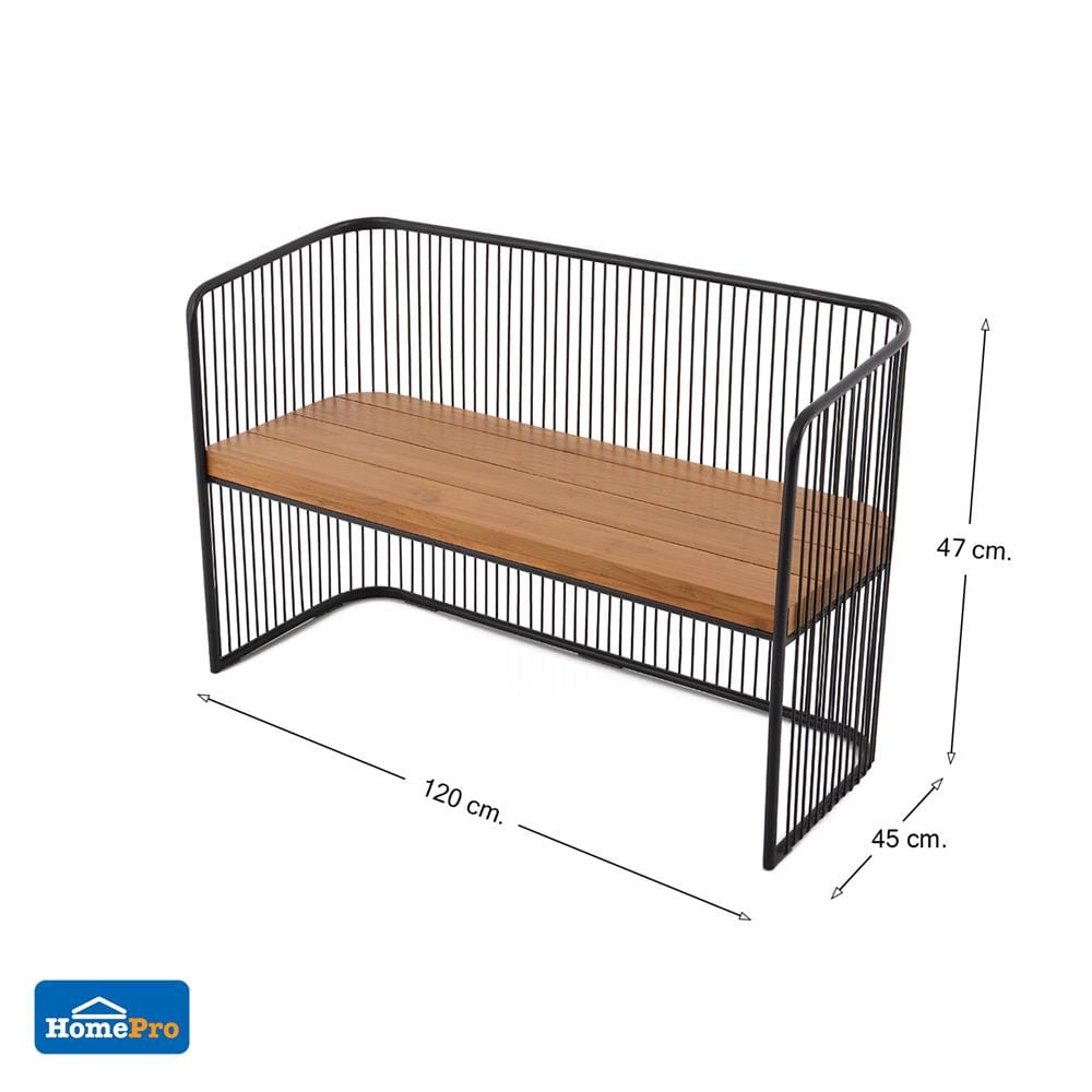 ม้านั่งสนามไม้สัก SPRING CAGE BENCH สีไม้ธรรมชาติ