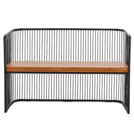 ม้านั่งสนามไม้สัก SPRING CAGE BENCH สีไม้ธรรมชาติ_1