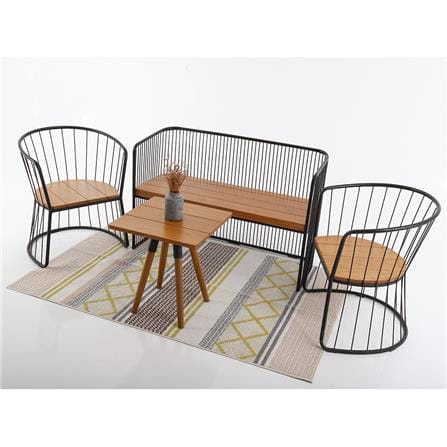 ม้านั่งสนามไม้สัก SPRING CAGE BENCH สีไม้ธรรมชาติ_4