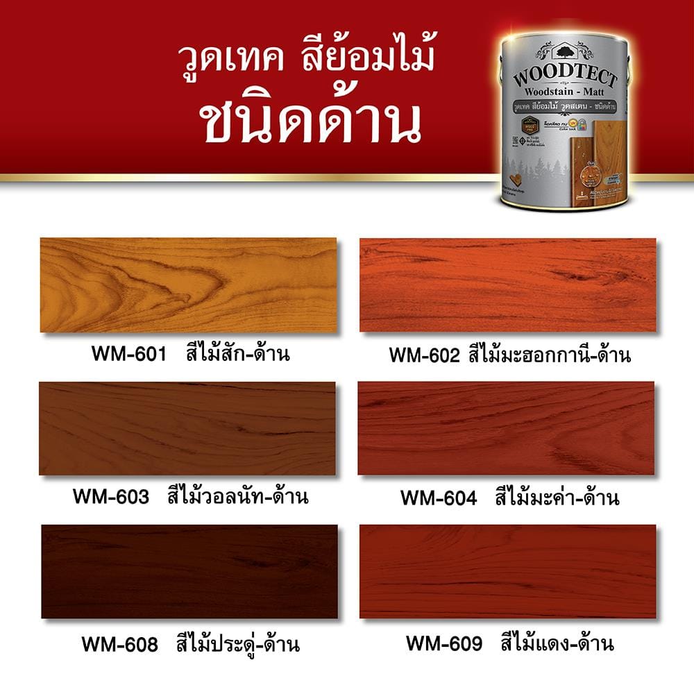 สีย้อมไม้ ชนิดด้าน WOODTECT WOOD STAIN 603 สีวอลนัท 1 แกลลอน