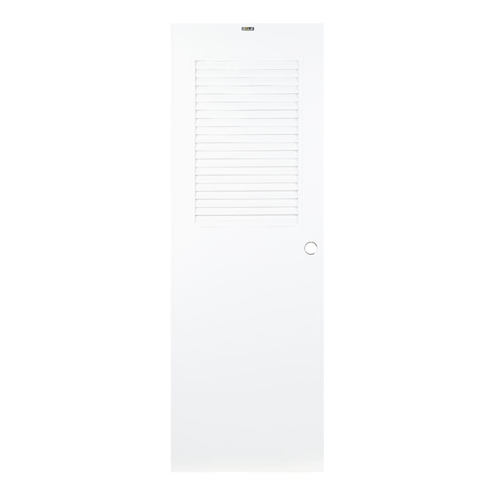 ประตูบานประกอบ PVC AZLE 3 UV มอก. เกล็ดบน 70X200 ซม. สีขาว เจาะลูกบิด