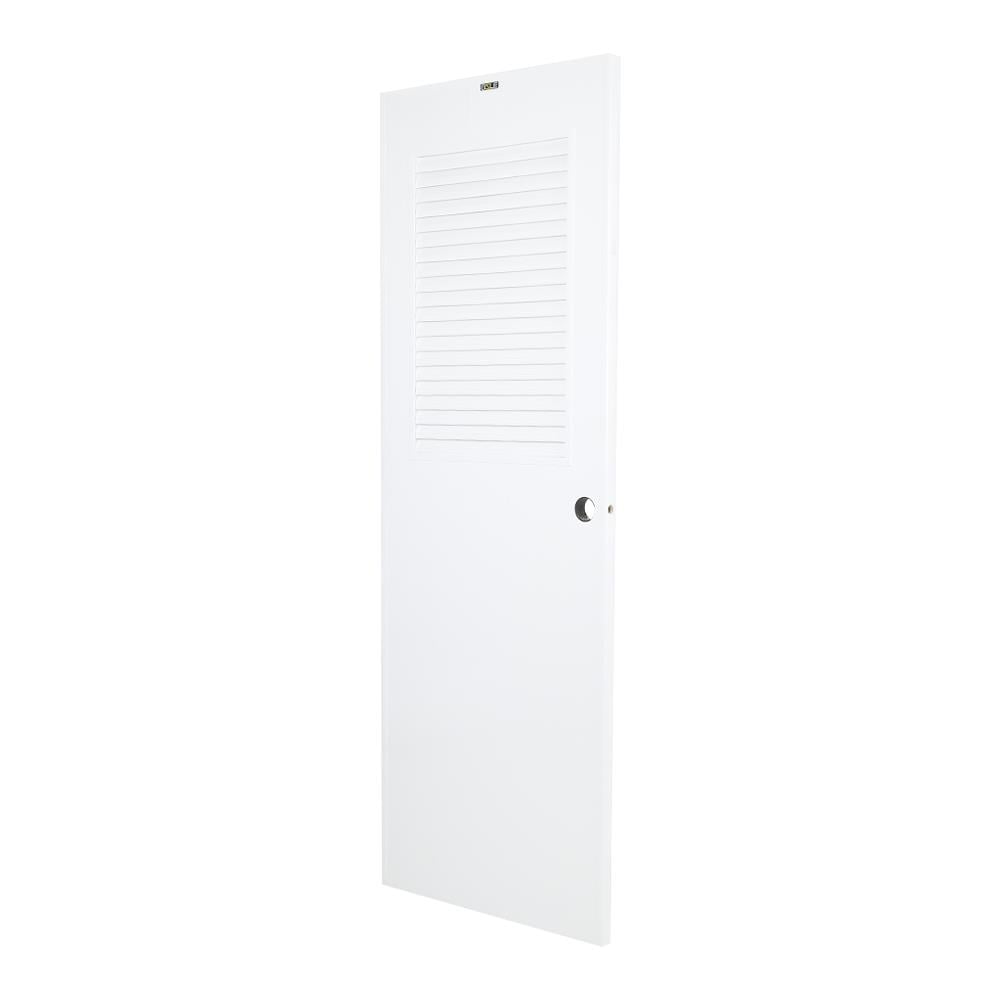 ประตูบานประกอบ PVC AZLE 3 UV มอก. เกล็ดบน 70X200 ซม. สีขาว เจาะลูกบิด
