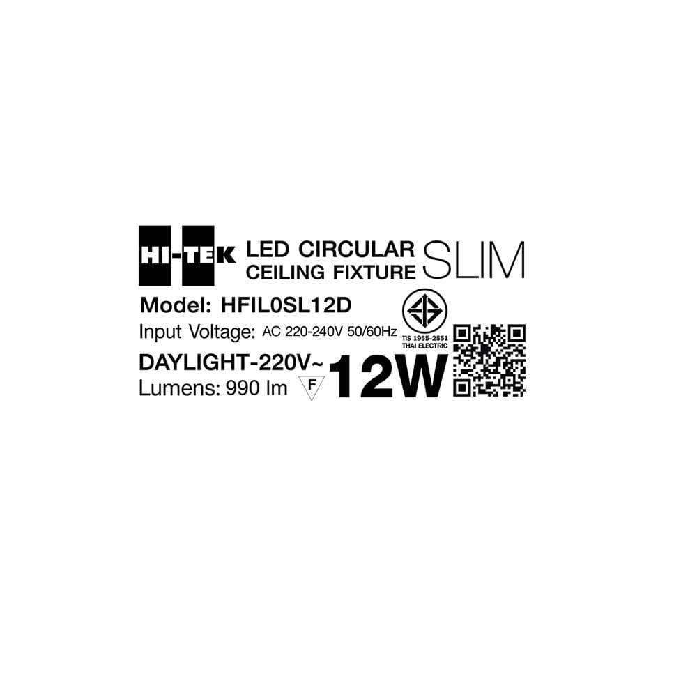 ไฟเพดาน LED HI-TEK HFIL0SL12D 10 นิ้ว 12 วัตต์ DAYLIGHT สีขาว