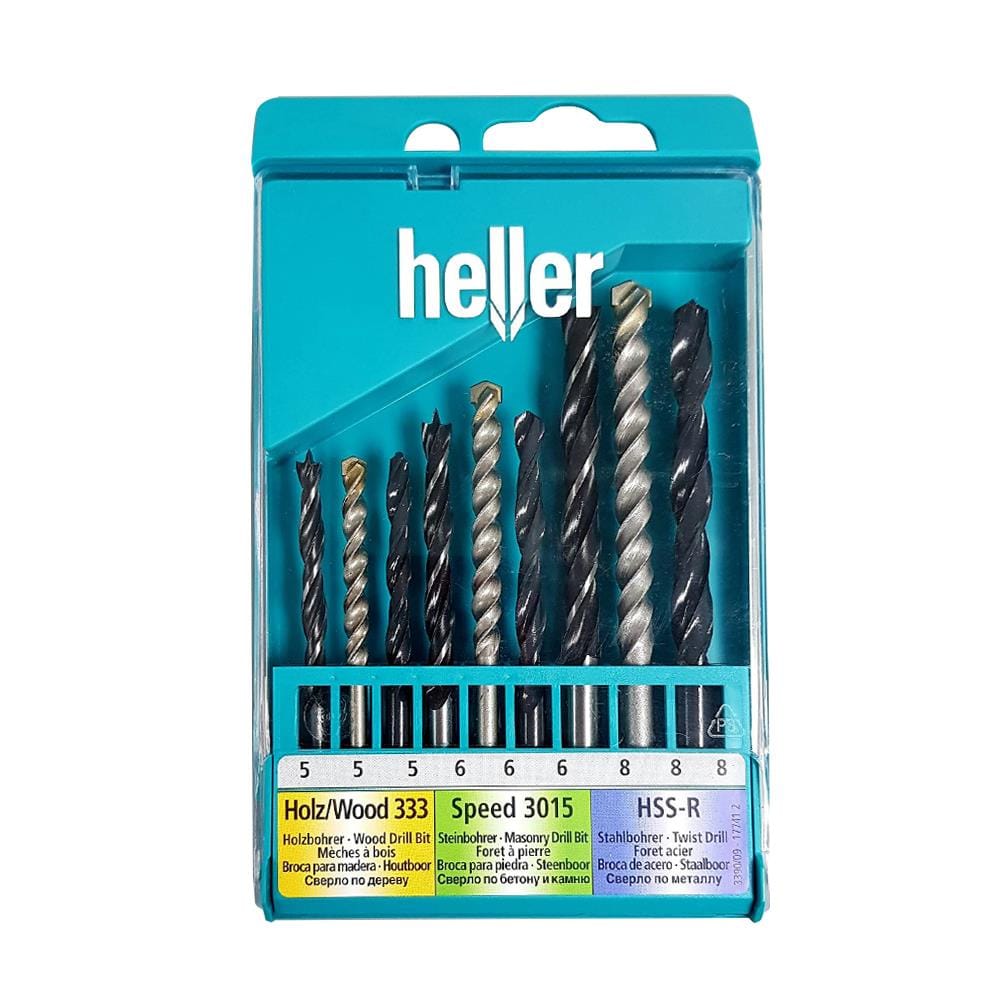 ดอกเจาะเหล็ก ไม้ คอนกรีต HELLER 9 ชิ้น/แพ็ค