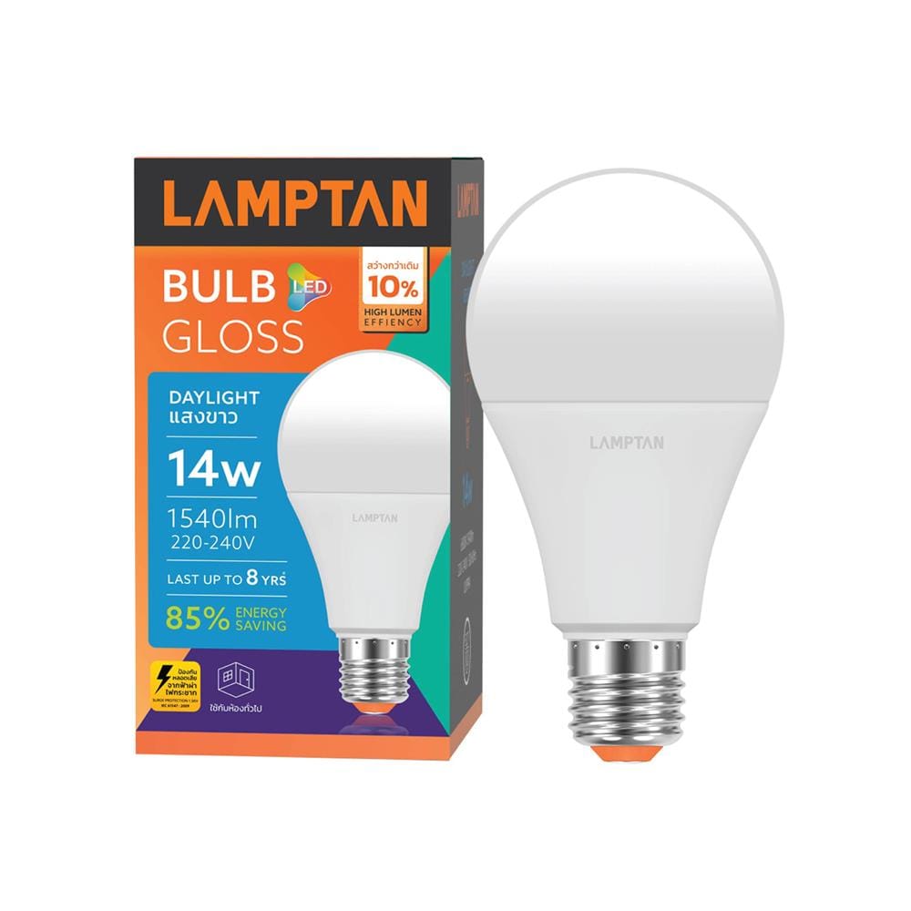 หลอด LED LAMPTAN BULB GLOSS 14 วัตต์ DAYLIGHT E27