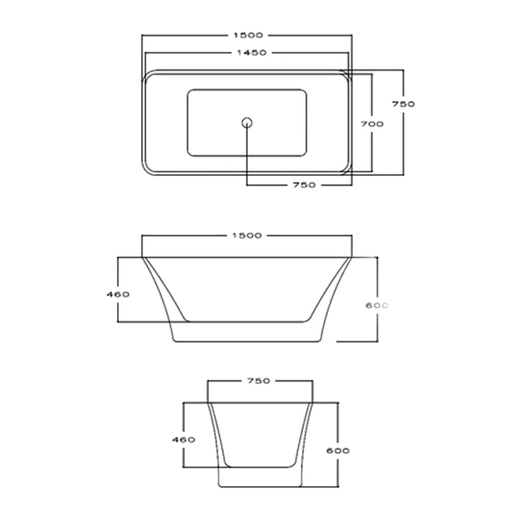 อ่างอาบน้ำ BATHROOM DESIGN BD-RHY01 150 ซม. สีขาว