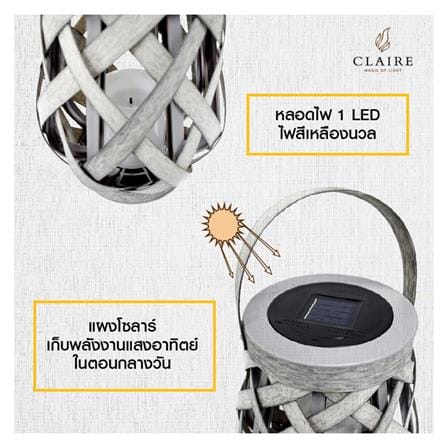 ไฟทางเดิน SOLAR CLAIRE 212182507 0.024 วัตต์ WARMWHITE สีเทา_4