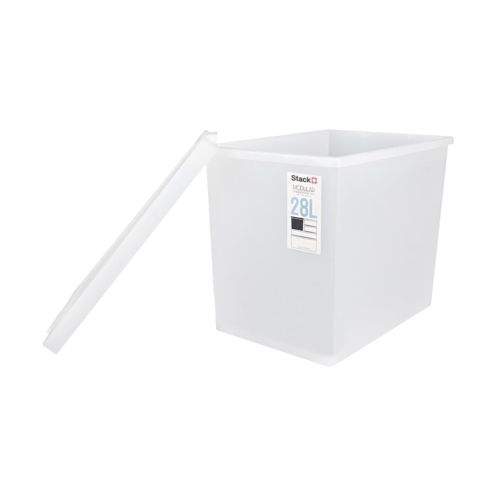 กล่องซ้อนได้ มีฝา STACKO 5223 28L 28.4x42x32.9 ซม. สีขาว