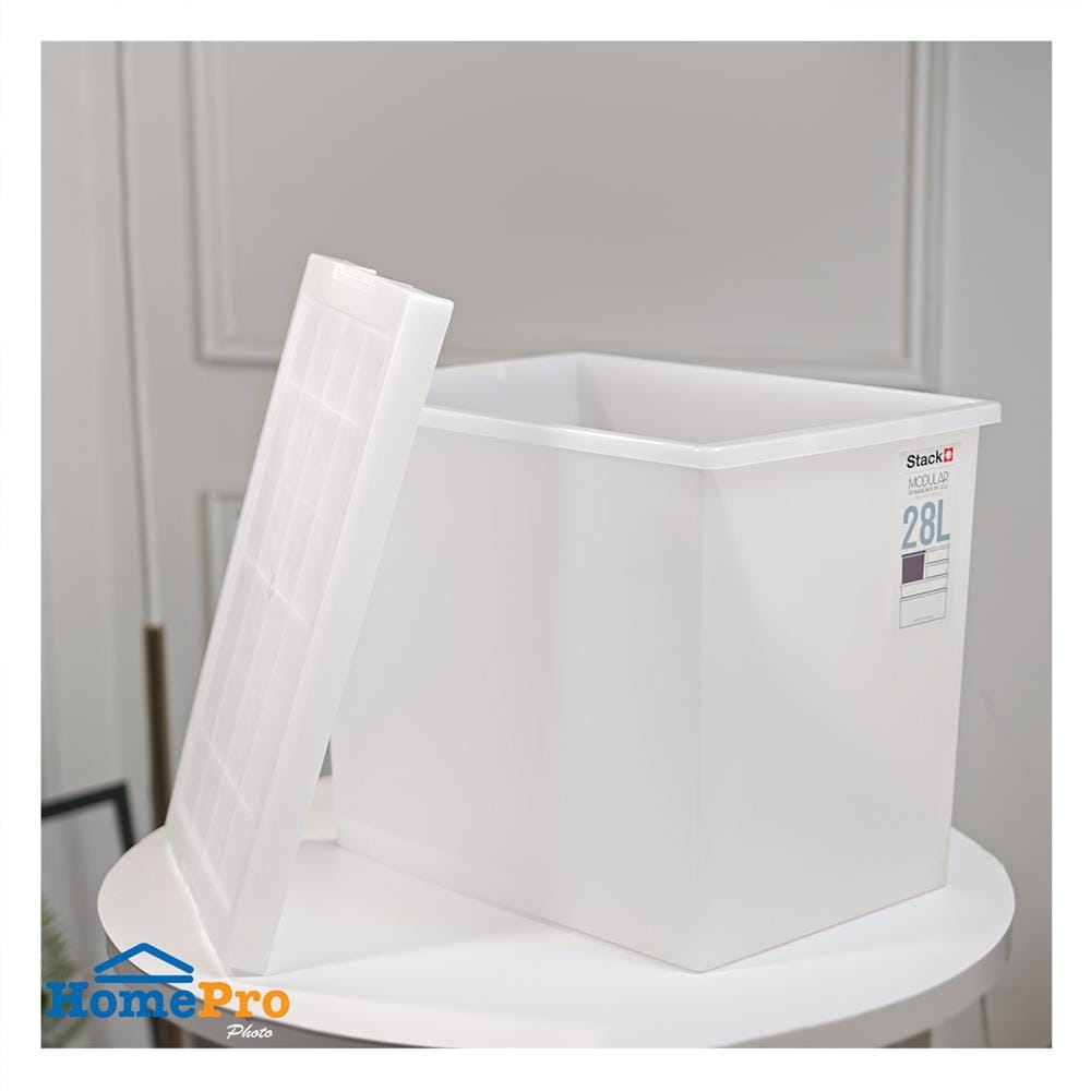 กล่องซ้อนได้ มีฝา STACKO 5223 28L 28.4x42x32.9 ซม. สีขาว
