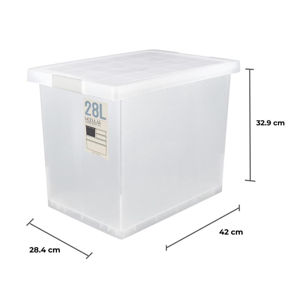 กล่องซ้อนได้ มีฝา STACKO 5223 28L 28.4x42x32.9 ซม. สีขาว