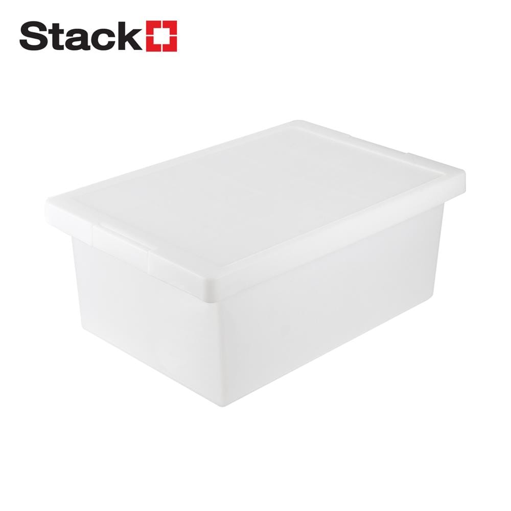 กล่องซ้อนได้ มีฝา STACKO 5222 14 ลิตร 28.4x42x16.6 ซม. สีขาว