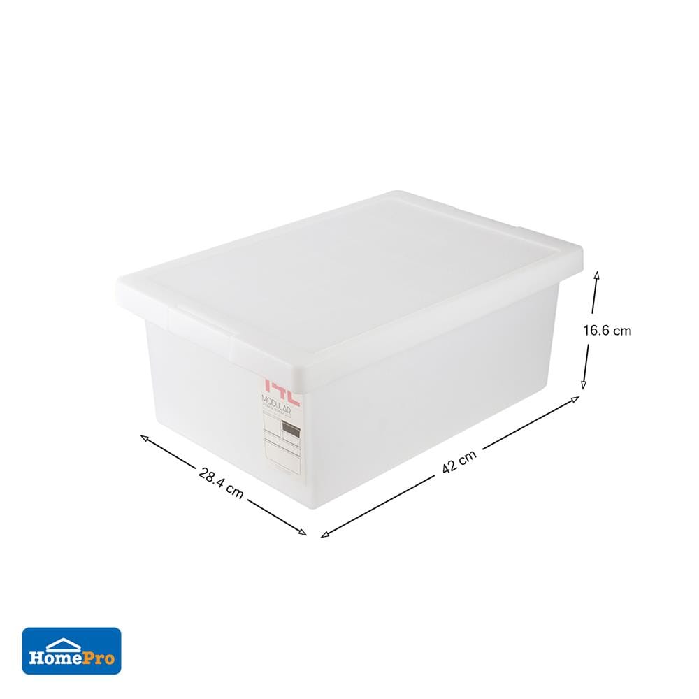กล่องซ้อนได้ มีฝา STACKO 5222 14 ลิตร 28.4x42x16.6 ซม. สีขาว