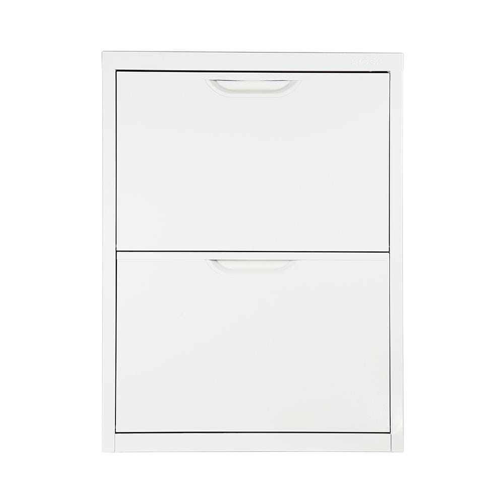 ตู้รองเท้าเหล็ก บานเปิดสวิง KIOSK SW-102 60 ซม. สีขาว