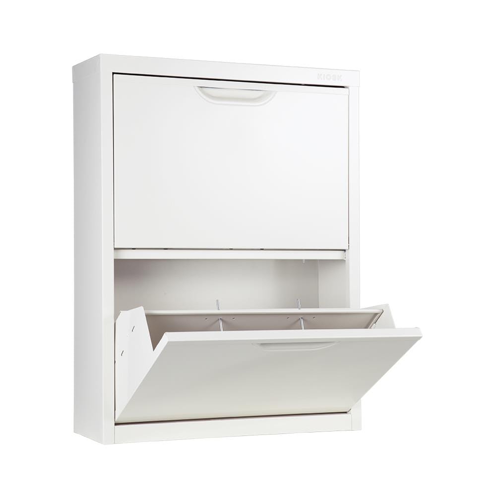 ตู้รองเท้าเหล็ก บานเปิดสวิง KIOSK SW-102 60 ซม. สีขาว