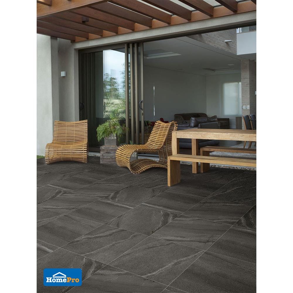 กระเบื้องพื้นพอร์ซเลน  40x40 ซม. CERGRES มิดไนท์ สโตน เทาเข้ม (R)