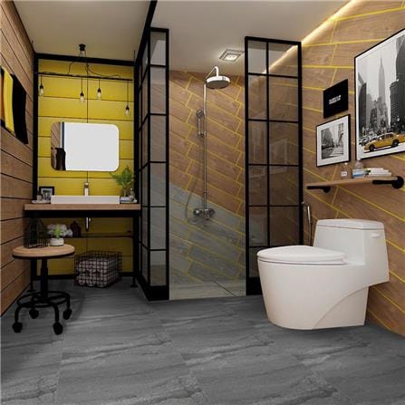 กระเบื้องพื้นพอร์ซเลน  40x40 ซม. CERGRES มิดไนท์ สโตน เทาเข้ม (R)_5