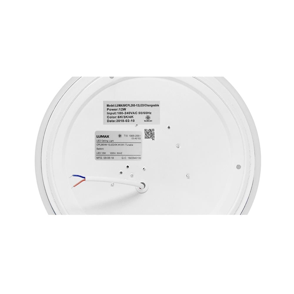 ไฟเพดาน LED L&E 03-A0102 10 นิ้ว 12 วัตต์ DAYLIGHT/COOL WHITE/WARM WHITE สีขาว