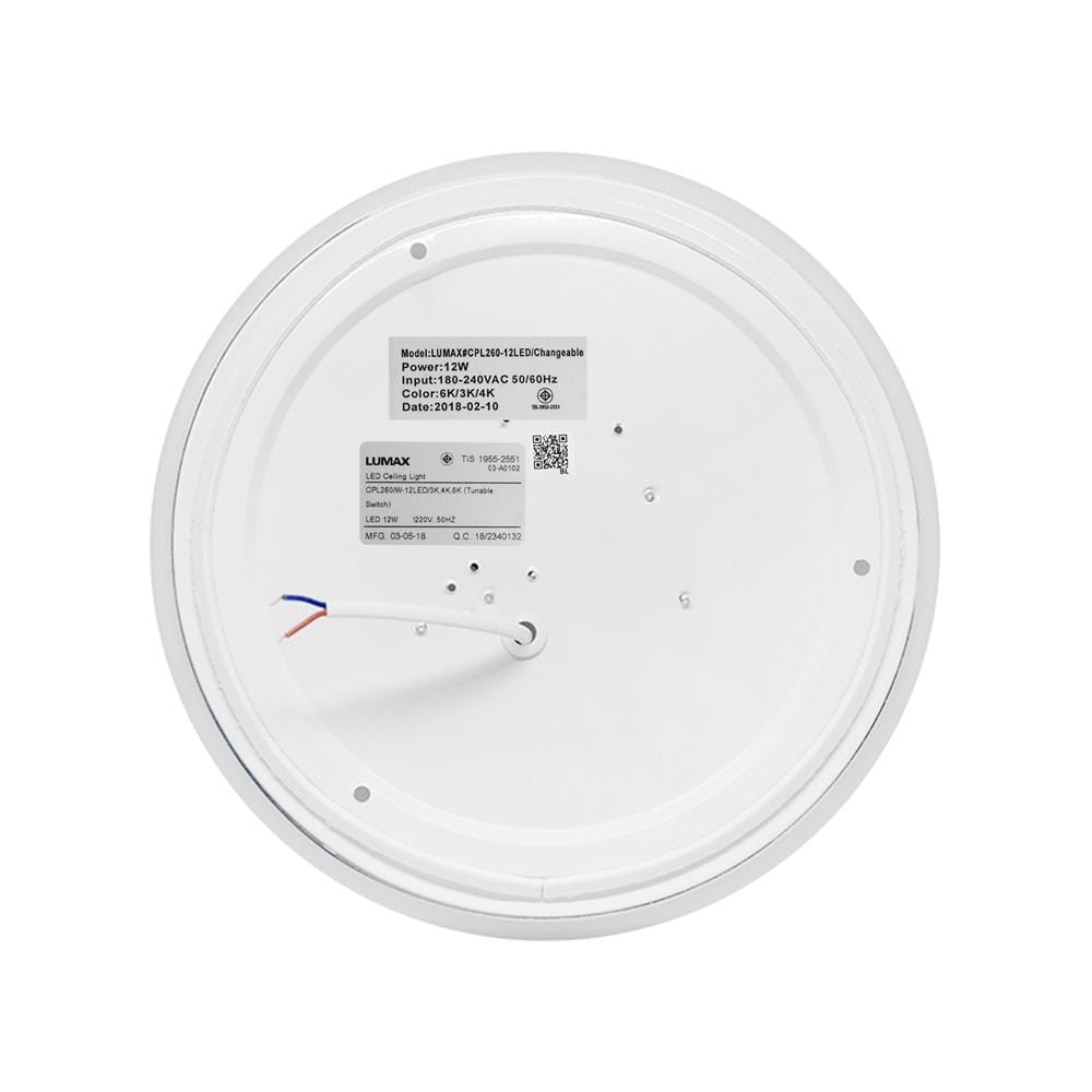 ไฟเพดาน LED L&E 03-A0102 10 นิ้ว 12 วัตต์ DAYLIGHT/COOL WHITE/WARM WHITE สีขาว