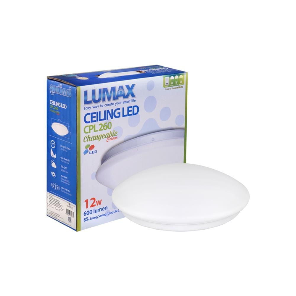 ไฟเพดาน LED L&E 03-A0102 10 นิ้ว 12 วัตต์ DAYLIGHT/COOL WHITE/WARM WHITE สีขาว