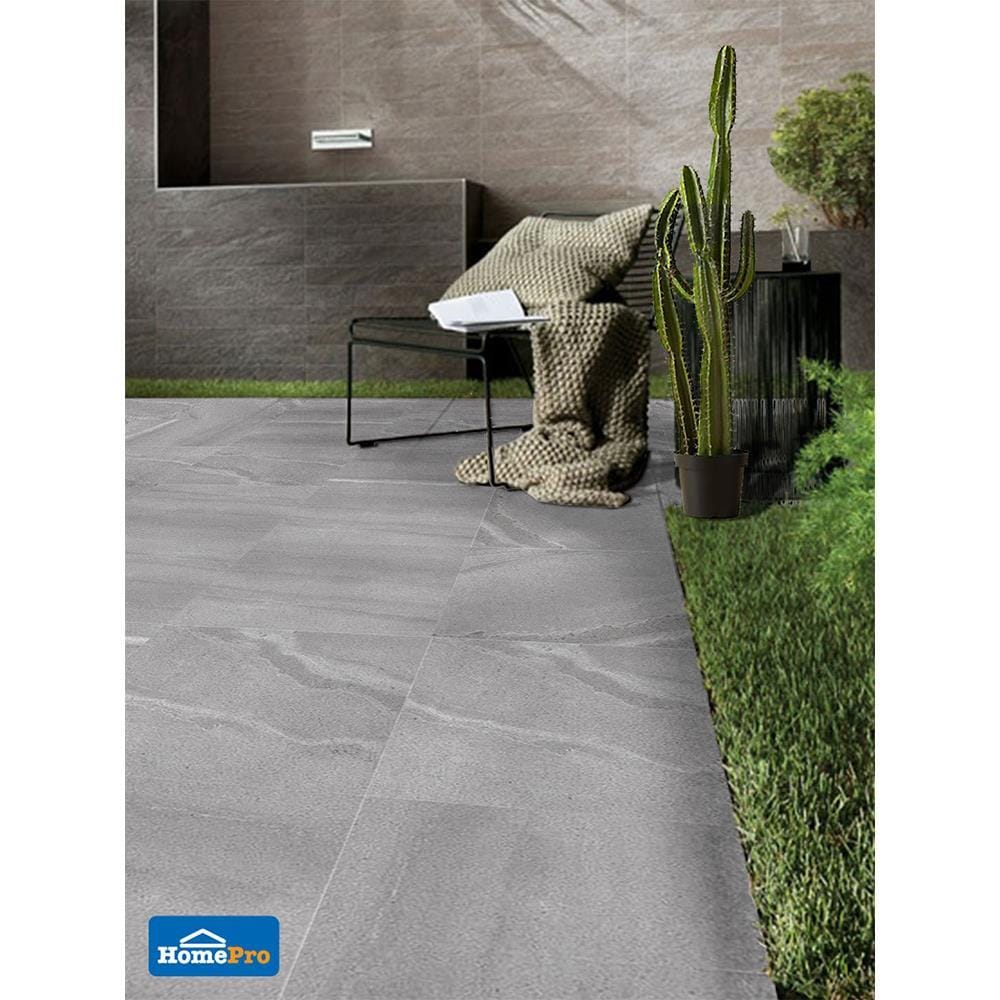 กระเบื้องพื้นพอร์ซเลน  40x40 ซม. CERGRES มิดไนท์ สโตน เทาอ่อน
