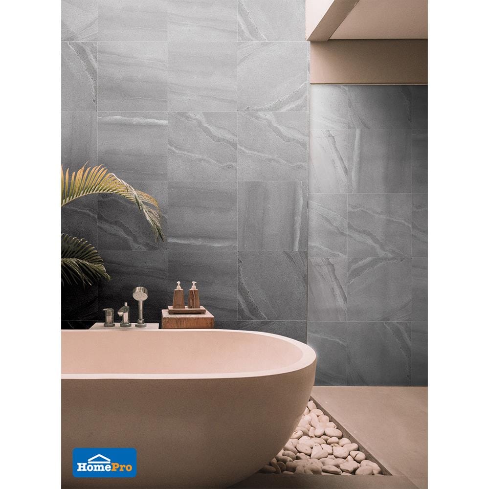 กระเบื้องพื้นพอร์ซเลน  40x40 ซม. CERGRES มิดไนท์ สโตน เทาอ่อน