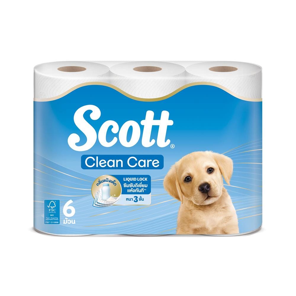 กระดาษชำระ SCOTT CLEAN CARE BABY POWDER (แพ็ก 6 ม้วน)
