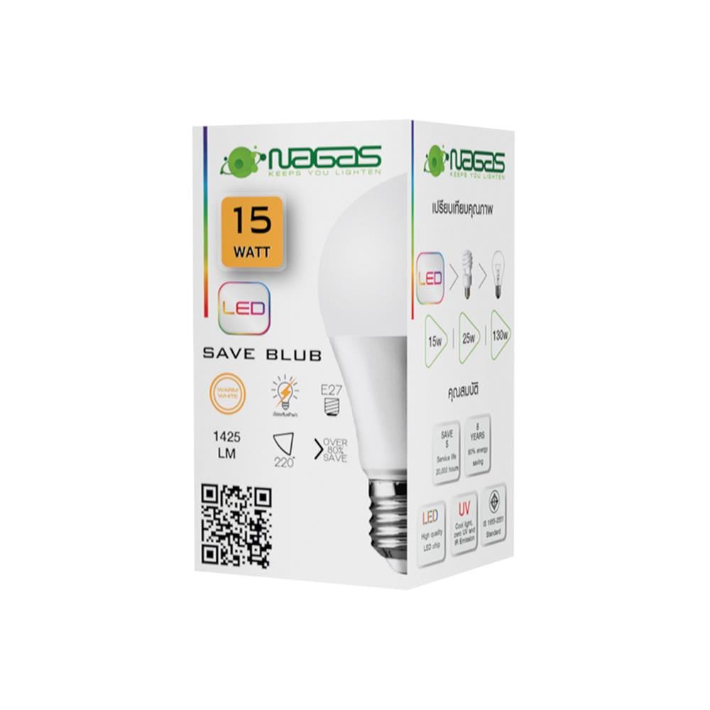 หลอด LED NAGAS SAVE BULB 15 วัตต์ WARMWHITE E27