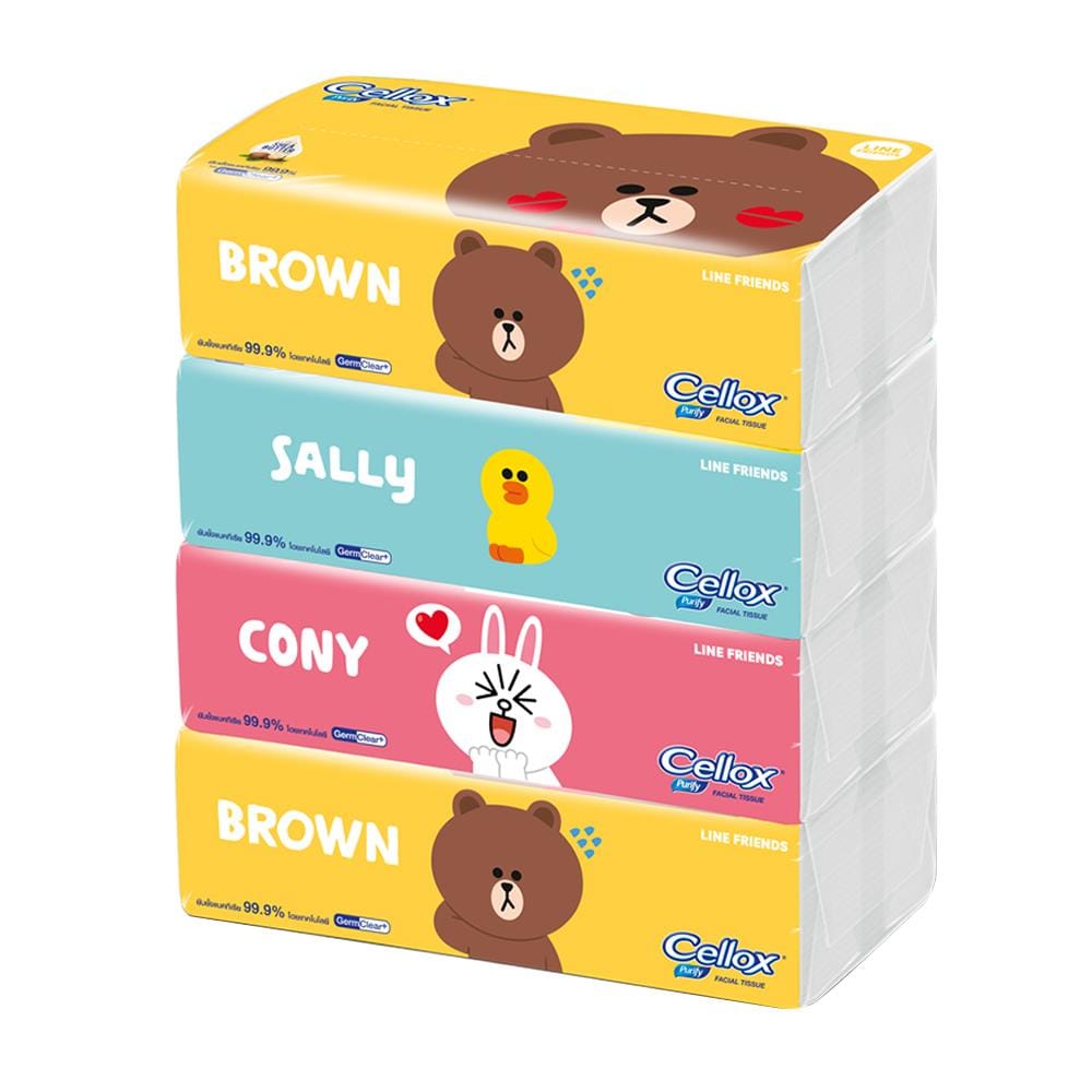 กระดาษเช็ดหน้า CELLOX LINE FRIEND 115 แผ่น (แพ็ก 4 ชิ้น)